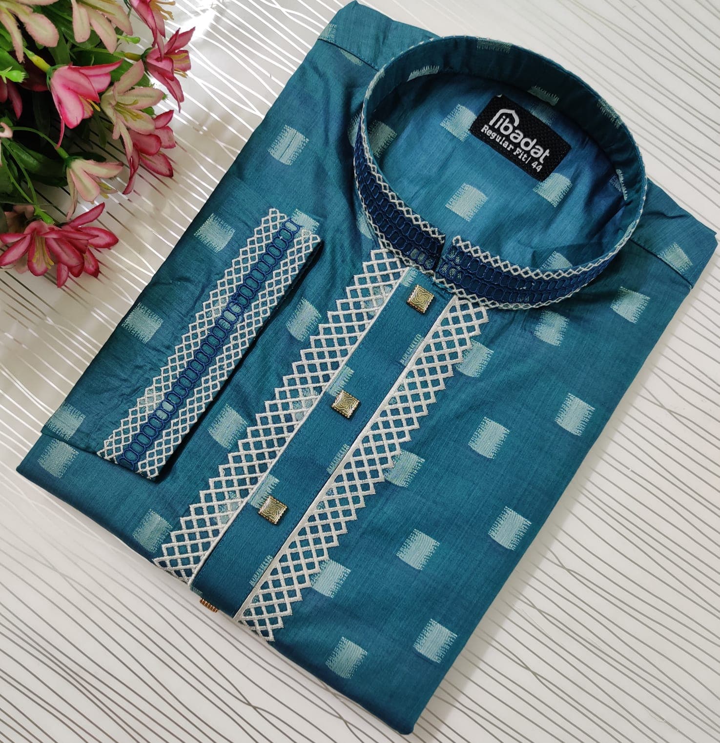 Blue Color Embroidered Cotton Panjabi- 006