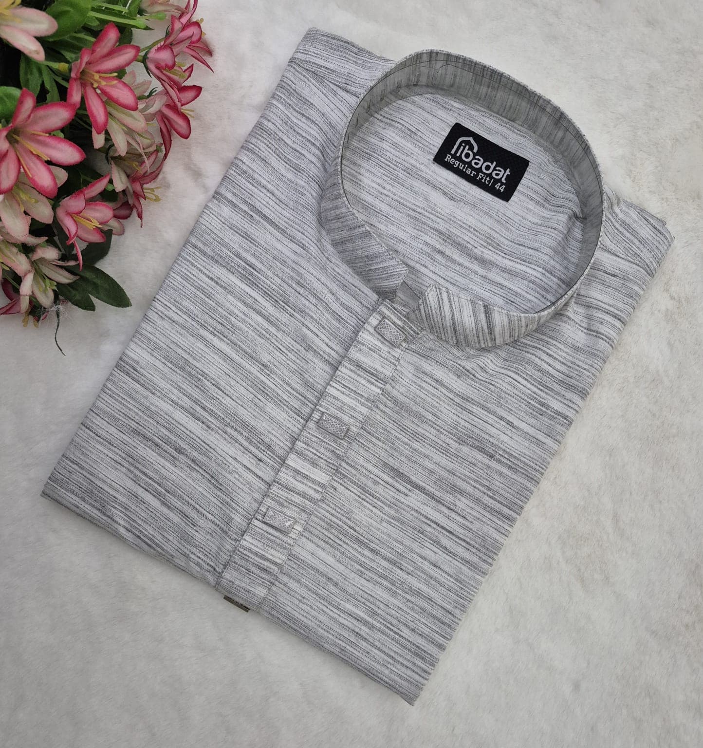 Ash Color Embroidered Cotton Panjabi- 013