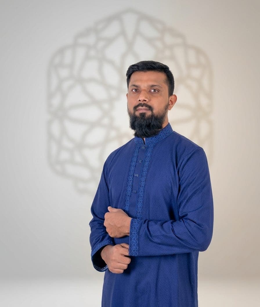 Navy Blue Color Embroidered Cotton Panjabi- 014